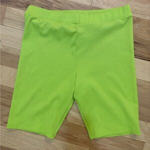 H&M lime green ribbed bike shorts.